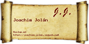 Joachim Jolán névjegykártya